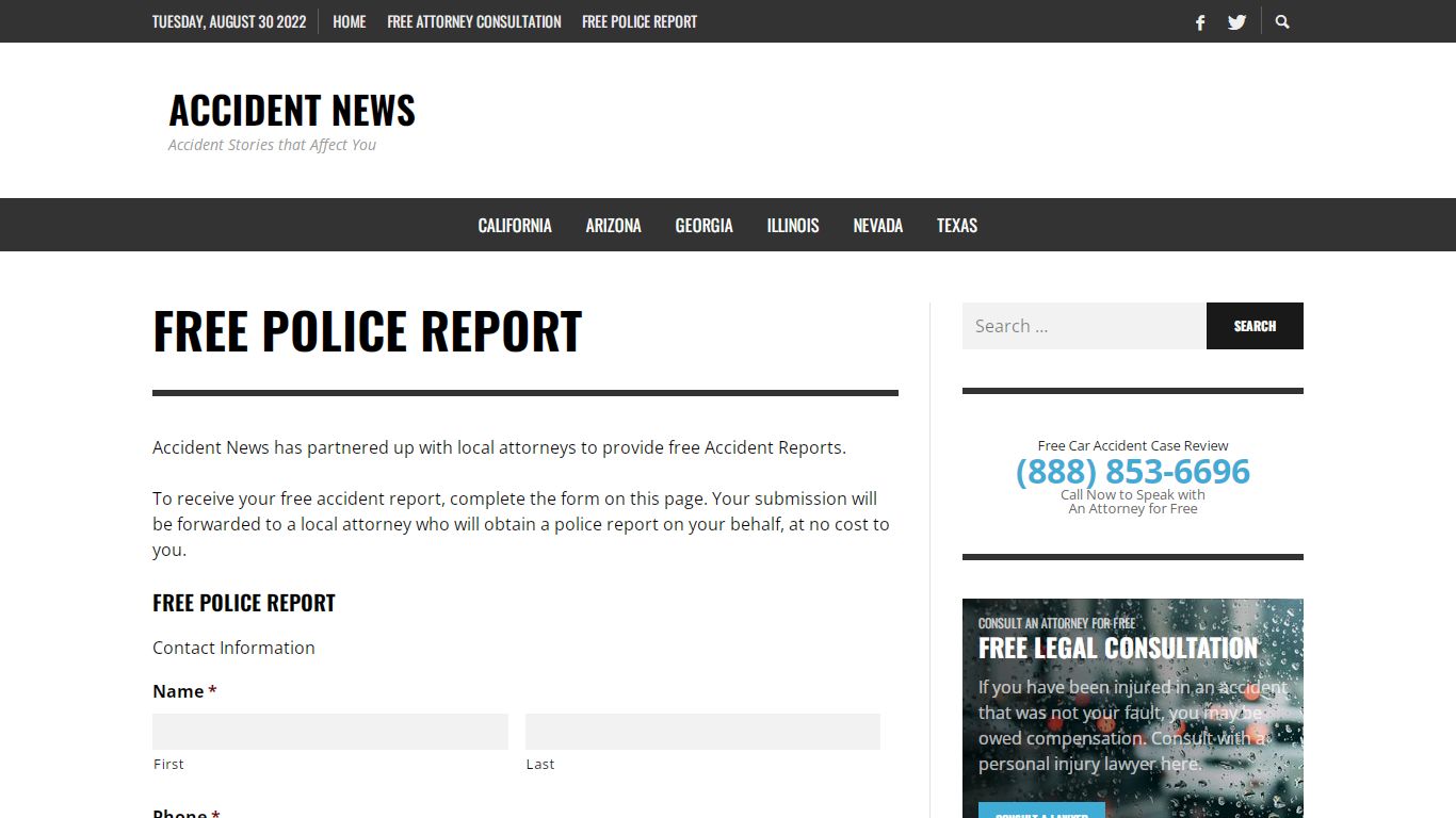 Free Police Report - Accident News